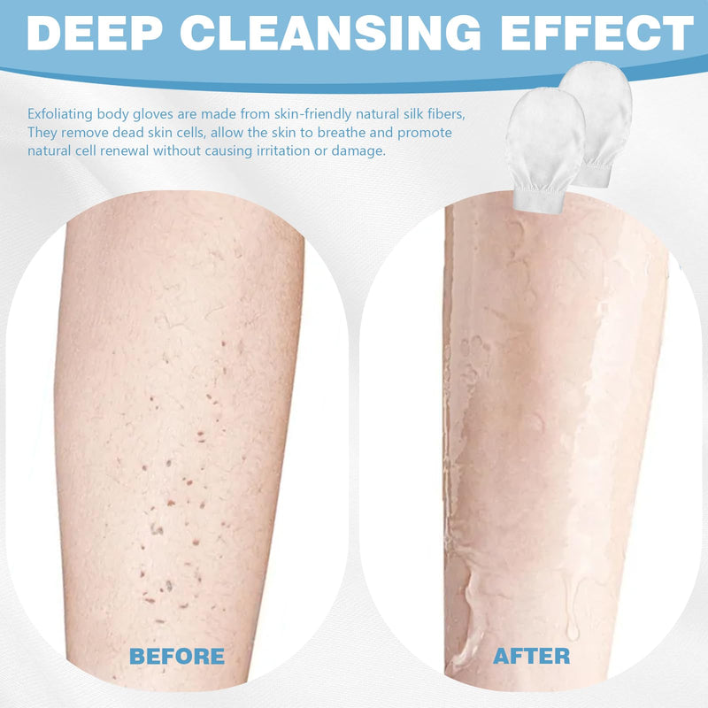 [Australia] - Exfoliating Gloves Pack of 2 Silk Gloves Exfoliating Exfoliating Gloves Body for All Skin Types Suitable for removing dead skin cells 