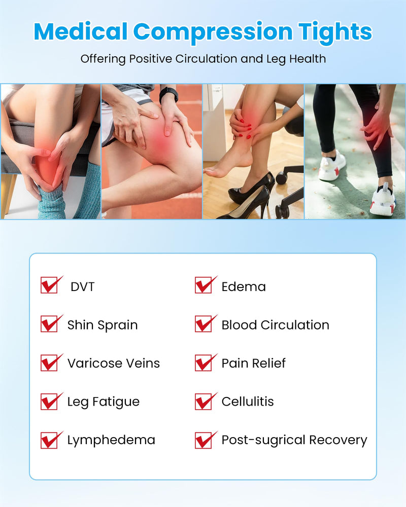 [Australia] - Compression Pantyhose for Women, 15-20 mmHg Medical Compression Leggings, Footless Compression Stockings for Women & Men, Compression Tights for Edema, Varicose Veins, Swelling, DVT X-Large Black 