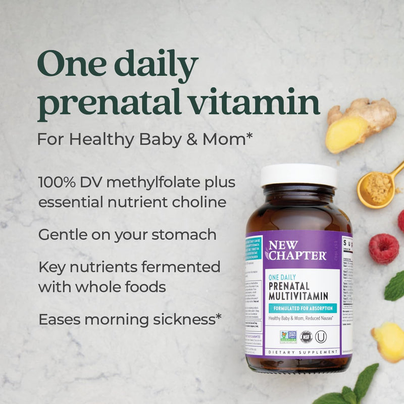 [Australia] - New Chapter Prenatal Vitamins, One Daily Prenatal Multivitamin with Methylfolate + Choline for Healthy Mom & Baby, Gluten Free & Non-GMO, 30 Count 30 Count (Pack of 1) 