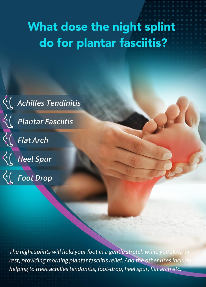[Australia] - Plantar Fasciitis Night Splint with Massage Ball for Plantar Fasciitis Relief, Comfortable Plantar Fasciitis Brace for Achilles Tendonitis Heal Spur Foot-drop Flat-arch, Free Size for Men and Women - Black 1 Pack 