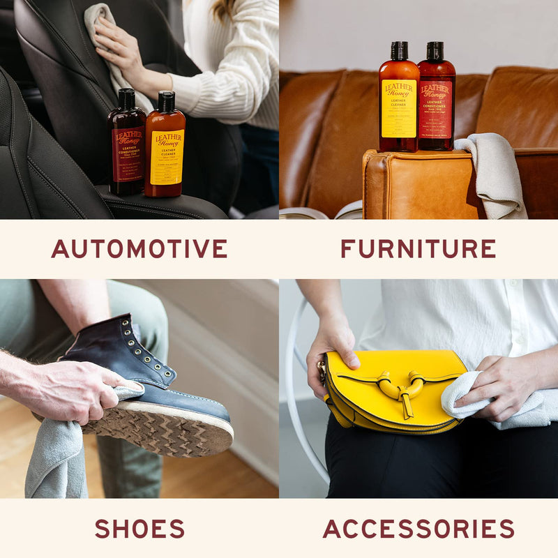 [Australia] - Leather Honey Complete Leather Care Kit Including 8 oz Cleaner and 8 oz Conditioner for use on Leather Apparel, Furniture, Auto Interiors, Shoes, Bags and Accessories 