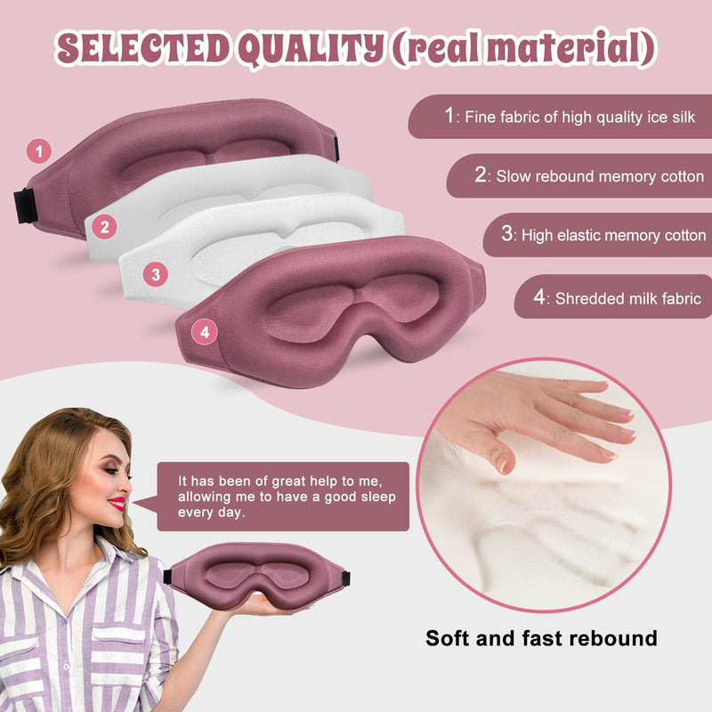 [Australia] - 3D Advanced Eye Mask for Sleeping, Ultra Delicate Soft Skin Friendly Eye mask,100% Blackout Sleep Eye Mask for Sleep, Eyelash Extension Sleep mask, Sleeping Eye Masks for Men and Women Regular Size (Purple Red) 