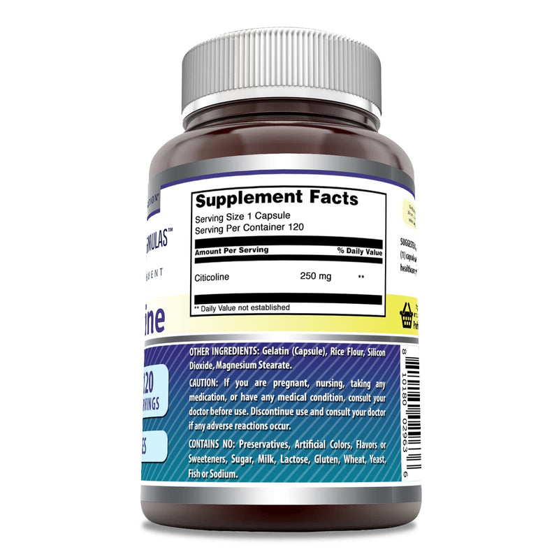[Australia] - Amazing Formulas Citicoline 250 mg | Capsules Supplement | Non-GMO | Gluten Free | Made in USA (120 Count) 120 Count 