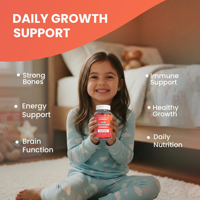 Vitammies Vegan Kids Vitamins | Kids Multivitamin Gummies | 4 Month Supply | 16 Essential Nutrients | Vitamin C, A, D3, B2, B6, B12, E, K, Biotin, Iodine, Zinc & More | Non-GMO | Chewable | GMP Kids Multivitamins Gummies