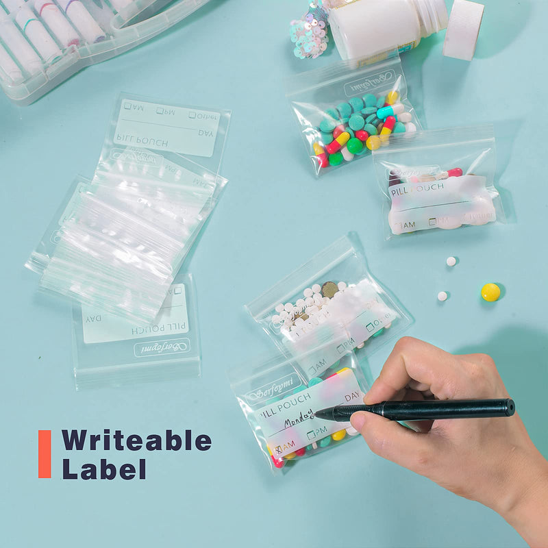 [Australia] - Serfeymi Pill Pouch Bags for Travel Pack of 120 BPA Free 3 x 2.75 inch Reusable Pill Pouches for Medicine with Write on Label Clear Ziplock Seal Waterproof AM PM Pill Baggies for Medicine Organizer 