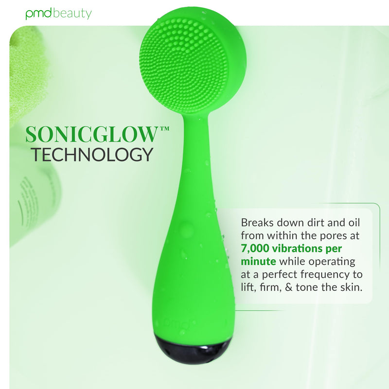 PMD Clean - Smart Facial Cleansing Device with Silicone Brush & Anti-Aging Massager Lime