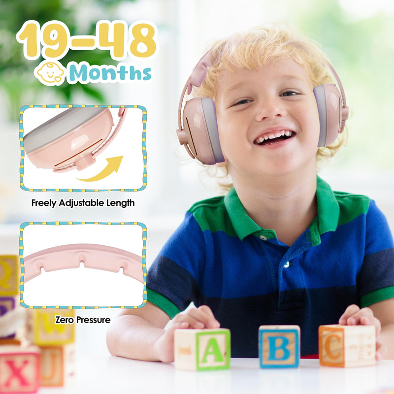 [Australia] - Empireway 2-in-1 Baby Ear Muffs - Adjustable, Lightweight & Foldable Noise Protection for Infants & Toddlers Pink 
