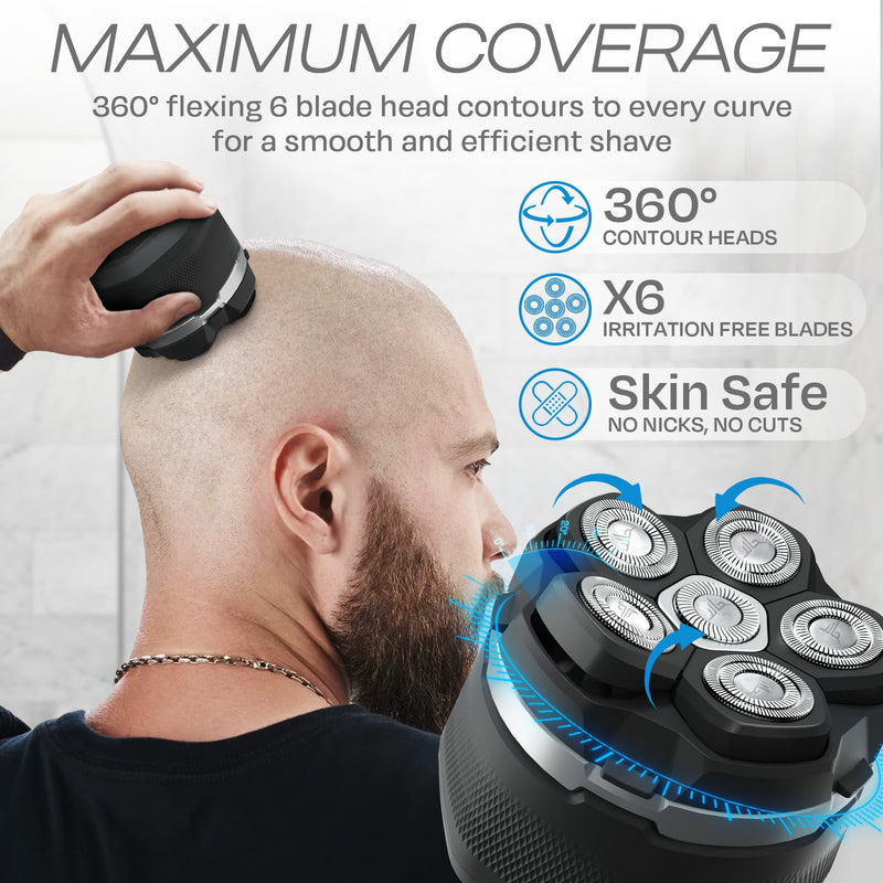 [Australia] - HUMMINGBIRD MK3 Head Shaver for Bald Men - Wet/Dry Electric Rotary Razor, Waterproof, Cordless USB-C Rechargeable Skull Shaver with Case 