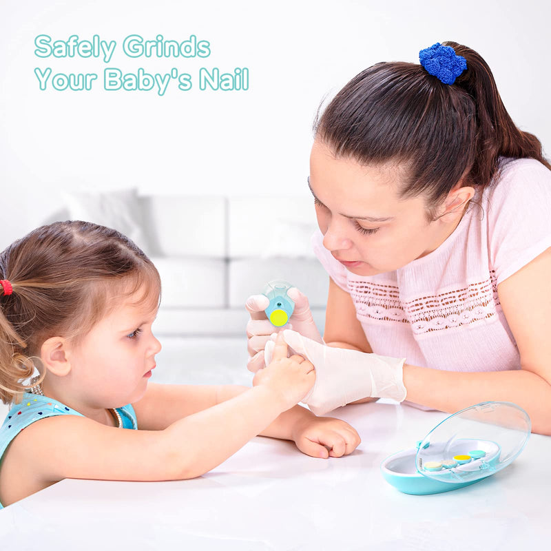 [Australia] - Baby Nail Trimmer Electric, Lupantte Safe Baby Nail File, Baby Nail Clippers with Light and 6 Grinding Pads for Newborn Infant Toddler or Adults Toes and Fingernails, Kids Nail Care, Polish and Trim Green 
