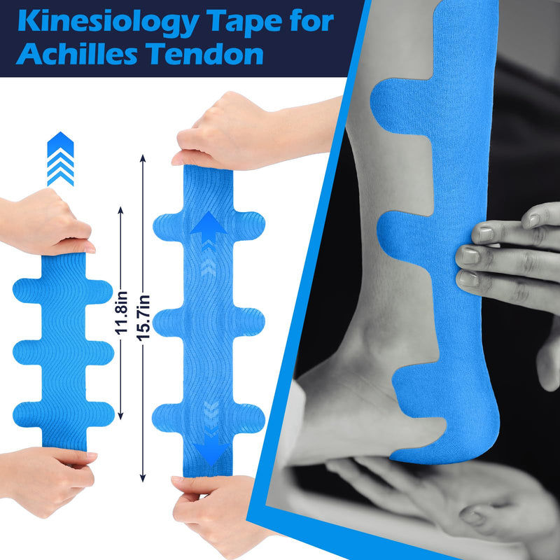 [Australia] - 50 Pcs Achilles Tendonitis Kinesiology Tape Precut Achilles Tendon Tape for Relief Pain Muscle Support Sport(Blue) Blue 