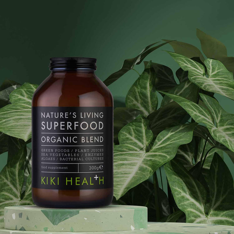 KIKI Health Nature's Living Superfood Powder - 47 Ingredient Superfood Blend with Plant-Based Vitamin B Complex - Raw Greens & Plant Juices - Vegan & Gluten Free 300g 300 g (Pack of 1)