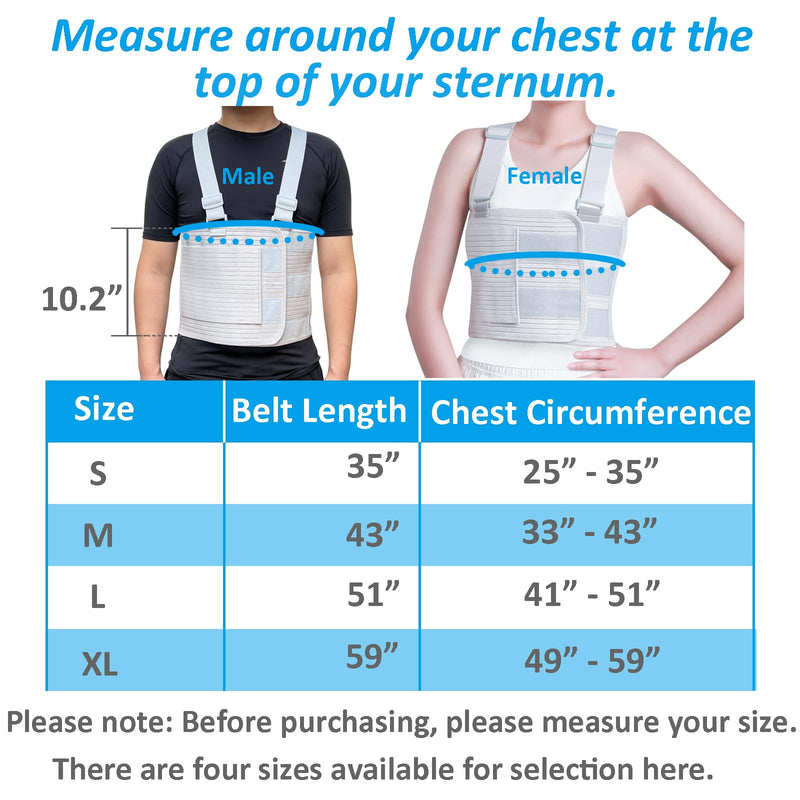 [Australia] - Rib Injury Chest Binder Brace for Cracked Ribs - Elastic Rib Support Belt for Men and Women - Rib Cage Support Belts Chest Compression Wrap for Bruised, Fractured or Dislocated Ribs Protection, Compression Wrap and Chest Support (Large ( Fits 41” - 51”... 