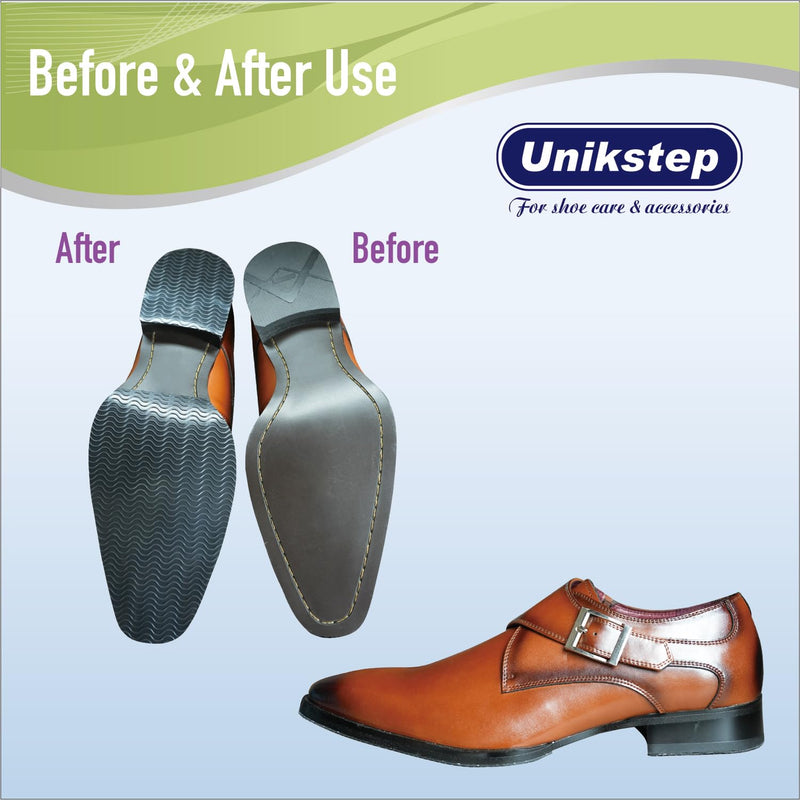 [Australia] - UNIKSTEP 4 pieces shoe sole protectors - wave design - shoe bottom and self-adhesive anti-slip pads on the heel (black) black 