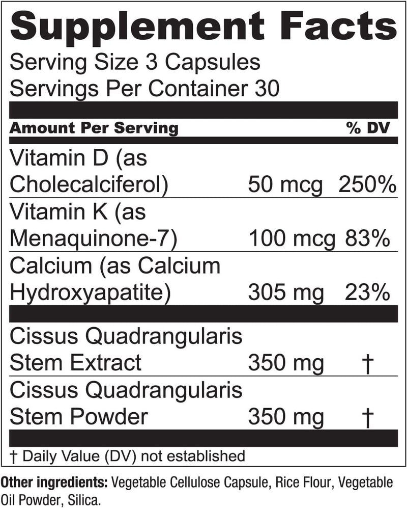 Essential Elements Bone Boost Bone Health Supplement - Bone Support and Calcium Supplement with Vitamin D 3, K2, Cissus Quadrangularis for Bone Strength - 180 Capsules (60 Day Supply) (2-Pack) 90 Count (Pack of 2)