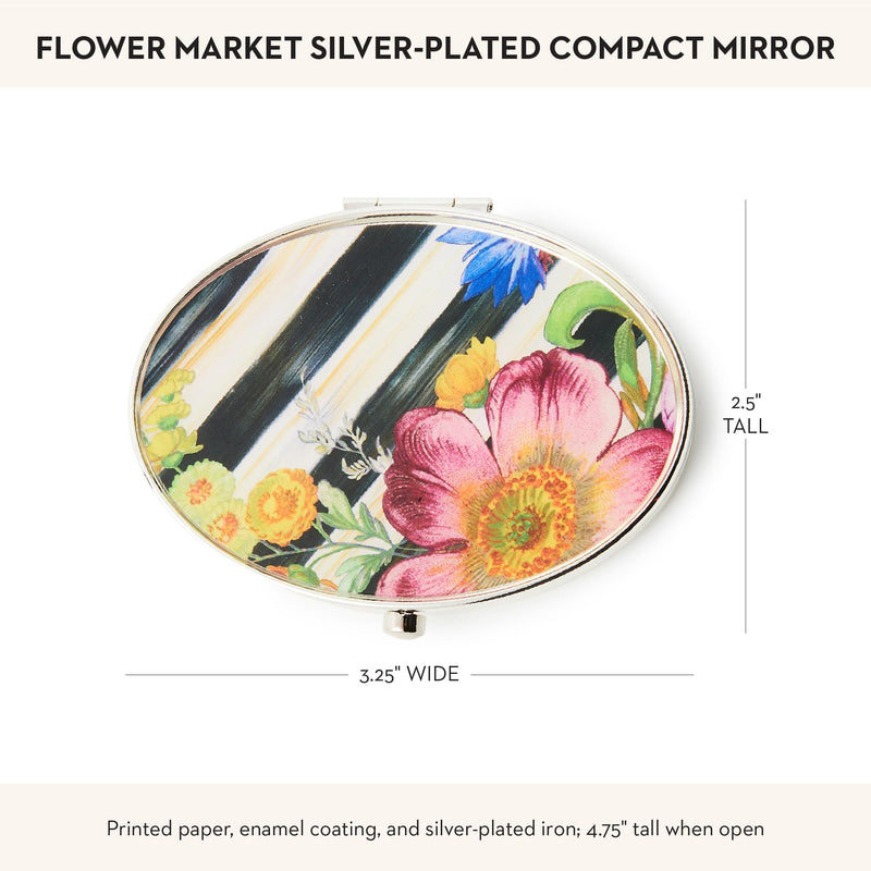 MACKENZIE-CHILDS Flower Market Silver Plated Compact Mirror