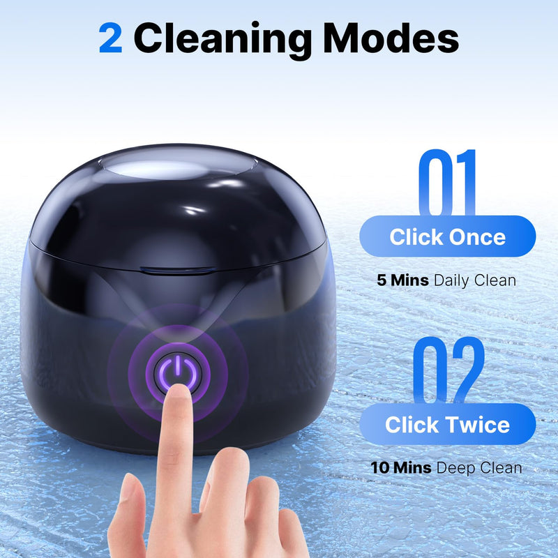 [Australia] - Ultrasonic Retainer Cleaner - UV Dental Cleaning Pod Night Guard Cleaner for Dentures, Aligner, Braces, Toothbrush Heads, Jewelry (Black) Black 