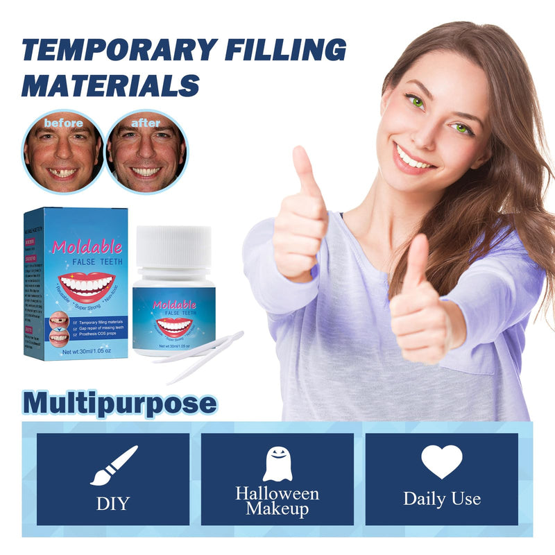 [Australia] - 30 ml Tooth Repair Kit, Temporary Teeth Replacement Kit - Moldable Thermal Fitting Beads for Filling Fix Missing and Broken Tooth or Adhesive Denture Fake Teeth 