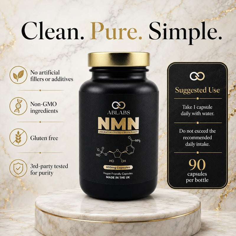 NAD+ Supplement • 90 x 600mg Highest Strength Capsule • ABLABS • Max Absorption • Vegan Friendly