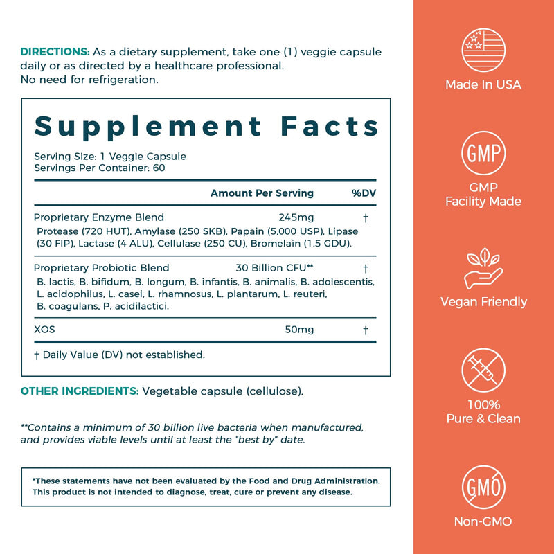 [Australia] - NewRhythm Digestive Enzymes 245 mg, with Probiotics and Prebiotics, Plant Based, 7 Key Enzymes, Digestion, Nutrient Absorption, Protease Amylase & Lipase, 60 Vegan Capsules 