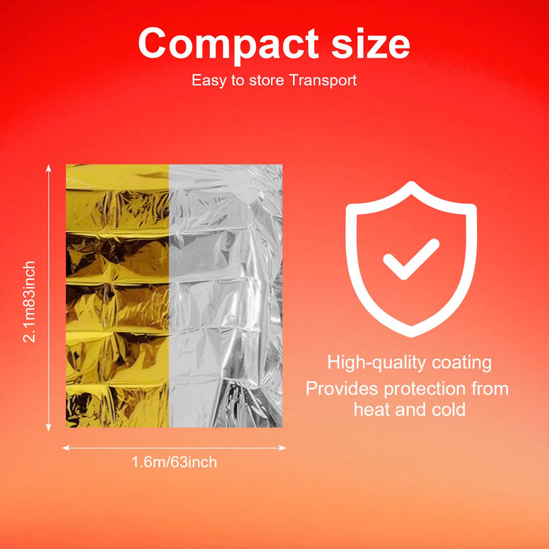[Australia] - Bafeil Rescue Blankets Pack of 10 - Rescue Blanket Gold Silver for Emergencies, 210 x 160 cm - Weatherproof Emergency Blanket for First Aid and Outdoors - Compact Rescue Blankets for Cars, Hiking & Camping 