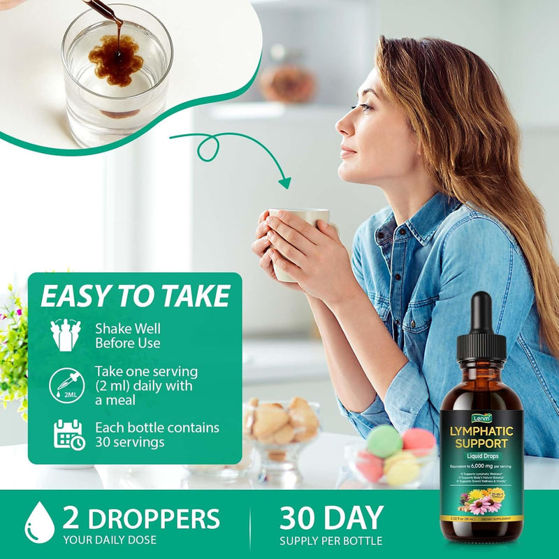 [Australia] - Lymphatic Drainage Drops. Sugar Free 7-in-1 Lymph Detox And Cleanse Support. Vegan Supplement with Echinacea Root, Red Clover Blossom, Burdock/Red Root, Cleavers Herb, Licorice Root, And More! 