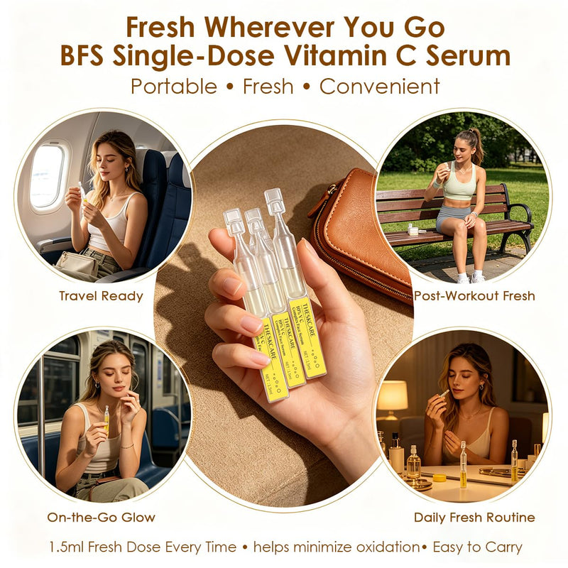 10% Vitamin C Fresh Single-Dose Ampoules 45ml for Brighter-Looking Skin | 10% Ethyl Ascorbic Acid + Ferulic Acid + Vitamin E/Gentle formula suitable/brighter-looking skin