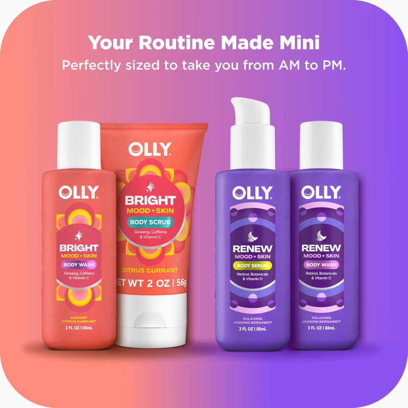 OLLY Rest & Rise Body Care Set - Day & Night Regimen - 2 Body 4 Count | Body Care Set Day & Night Regimen – With Vitamin D, Retinol, Botanicals & Vitamin C– Nourishing, Hydrating
