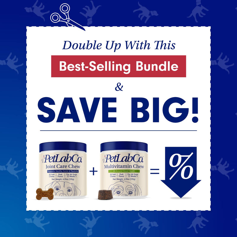 PetLab Co – Mobility & Wellness Bundle: Soft Chew Joint Supplement for Dogs to Support Dog Hip & Joint Care & Mobility 30 Count Plus Chewable Multivitamins for Dogs to Support Overall Health 30 Count - PawsPlanet Australia