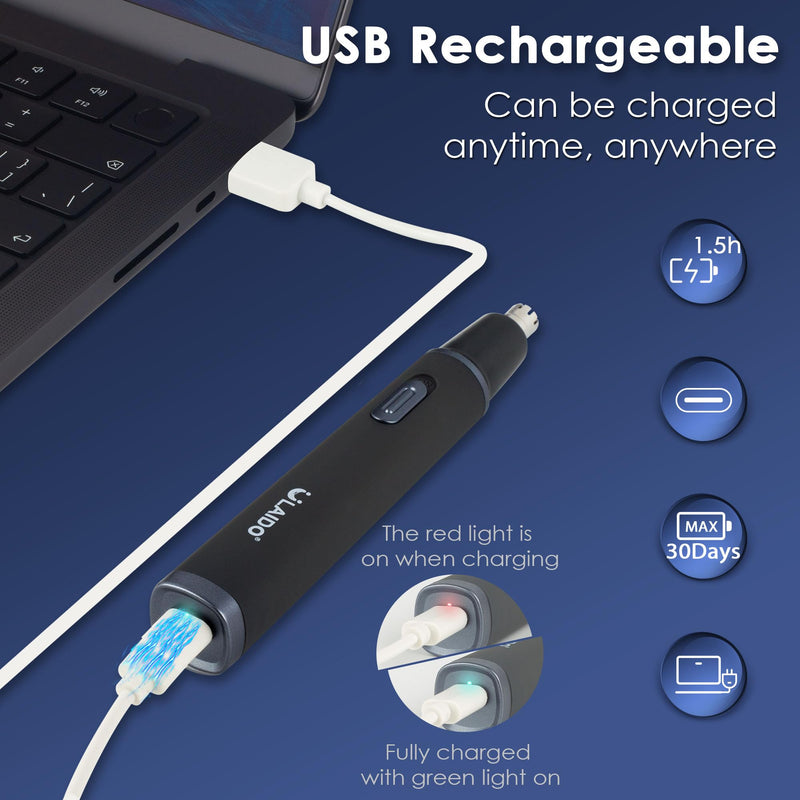 [Australia] - Ear and Nose Hair Trimmer for Men, Rechargeable Professional Painless 3 in 1 Trimmer for Nose Ear Eyebrow & Body Detail Hair Removal with High-Speed 