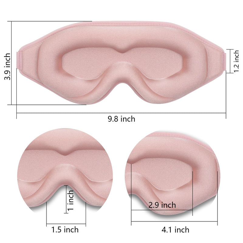 [Australia] - Sleep Mask 3D Eye Mask for Sleeping 100% Light Blocking Eye Covers with Adjustable Strap Night Blindfold for Women Memory Foam Pink 