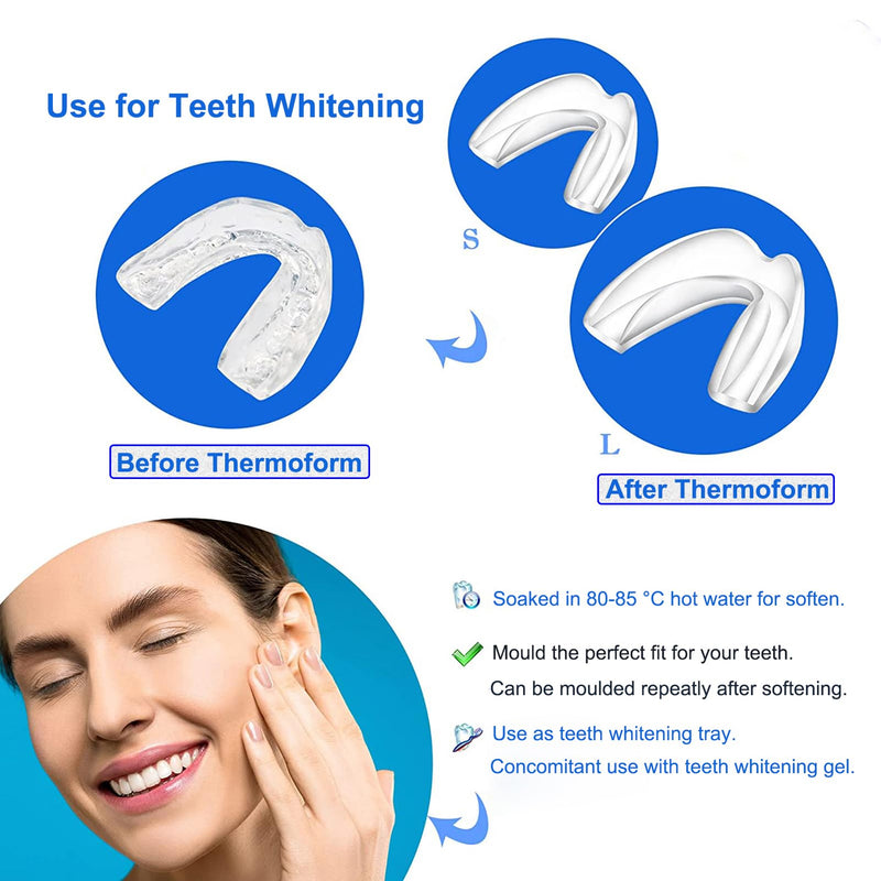 Dental Night Guards for Teeth Grinding, 8PSC Sleep Mouth Guards for Grinding Teeth Clenching & Stops Bruxism at Night, Thermoform Moldable Oral Care Mouthguards, 2 Size
