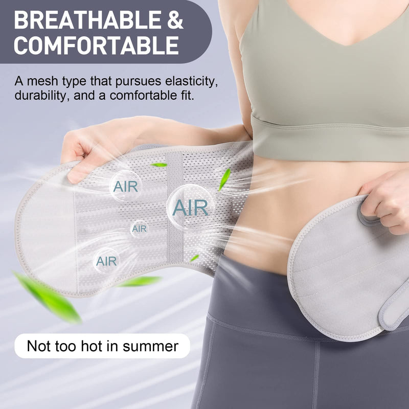 [Australia] - Breathable Back Brace for Women & Men - Comfortable Lower Back Pain Relief & Posture Corrector Support Belt to Relieve Pain and Improve Posture（Gray,Large） Large Grey 