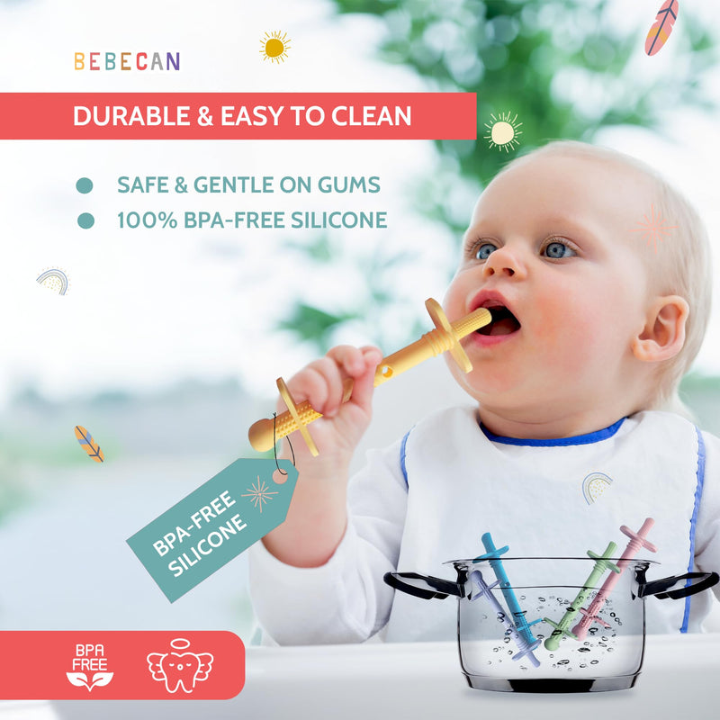 [Australia] - Shielded Teething Tubes ‚Äì Baby Teething Relief 0-36 Months, Anti-Choking Design, Clip-Attachable, BPA-Free Silicone, 5 Soft Tubes + 2 Teether Clips + 2 Brushes + Storage Bag 