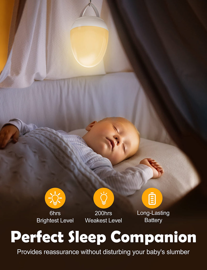 [Australia] - JolyWell Baby Night Light for Kid, Portable Egg Nightlight with Stable Charging Pad, Touch Nursery Night Lamp for Breastfeeding, Toddler Night Light for Bedroom, Timer Setting, ABS+PC, White-2 
