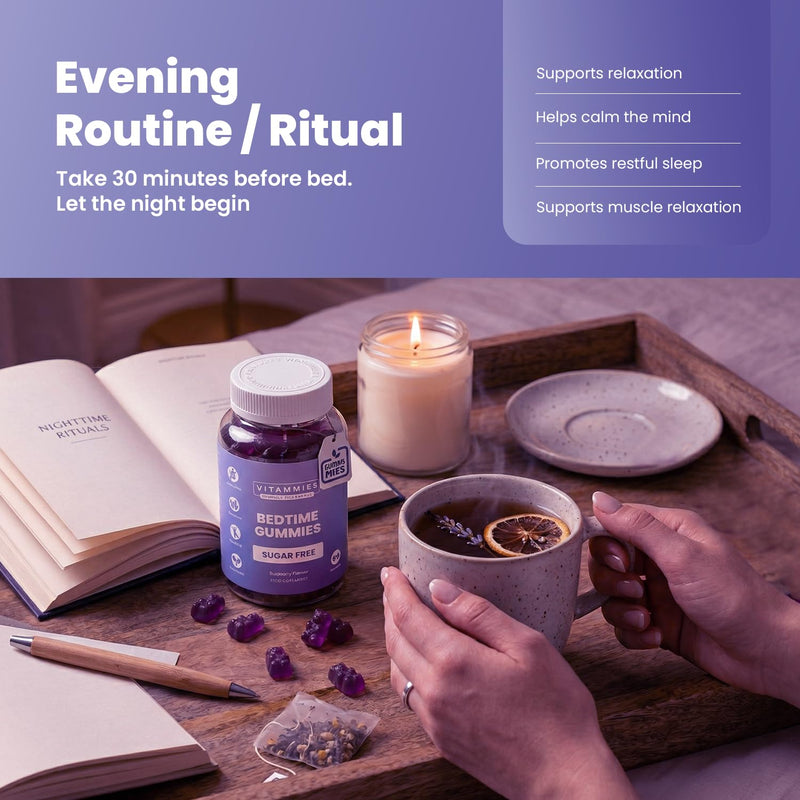 Vitammies Sugar-Free Sleep Gummies for Adults – Night Time Gummies with Magnesium &Calming Botanicals – Complement Your Evening Routine or Relax – Vegan Mixed Berry Flavour, 60 Chewable Bears