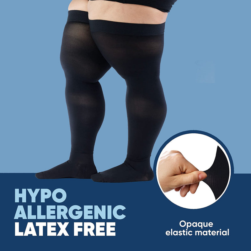 [Australia] - ABSOLUTE SUPPORT Opaque Compression Stockings with Top Grip for Men Class 2 20-30mmHg - Graduated Compression Socks for Varicose Veins, Lymphedema, Lypedema - Support Stockings Black, 7X-Large 7XL 