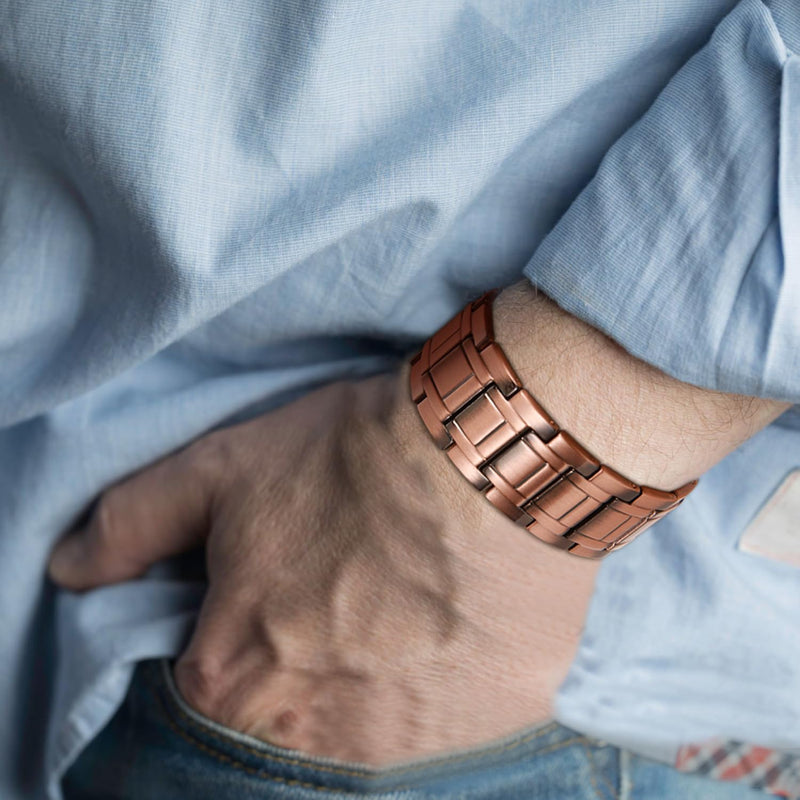 [Australia] - MagEnergy Copper Bracelet for Men 3X Magnetic Bracelets 99.99% Pure Copper Wristband Adjustable Jewelry Gift with Sizing Tool 