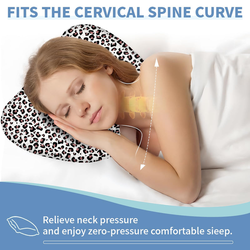 [Australia] - Ear Piercing Pillow with Ear Hole for Side Sleeper Relief Ear Pain,Cotton and Polyester Ear Pillows,Washable Ear Guard Pillow Leopard Print 17.5"x12.6" 