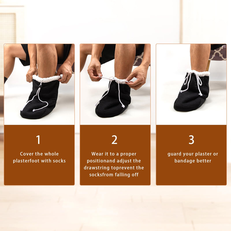 [Australia] - Nogsay Plaster Toe Protector Socks, Plaster Socks, Plaster Toe Protector Socks for Men and Women, Cast Sock Toe Cover, Soft Thick, Plush Foot Warmer, Plaster Hiking Boots Protection 