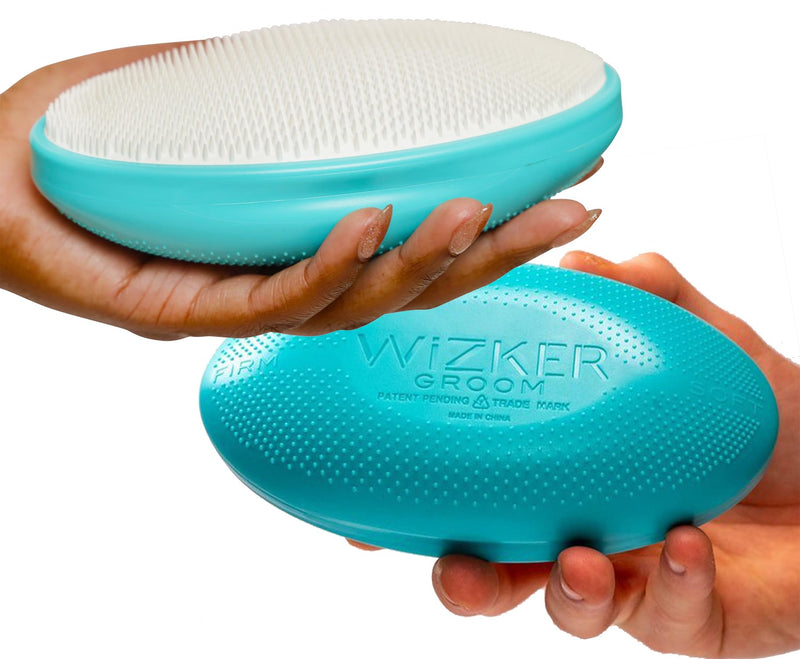 [Australia] - WIZKER® Premium Ingrown Hair Exfoliating Brush: Soft + Firm Face Body Scrubber, Sensitive Skin Exfoliator, Prevents Razor Bumps, Shave, Laser, Wax, Epilation, Dermaplaning – Waterproof, Mold Resistant Sea Blue 