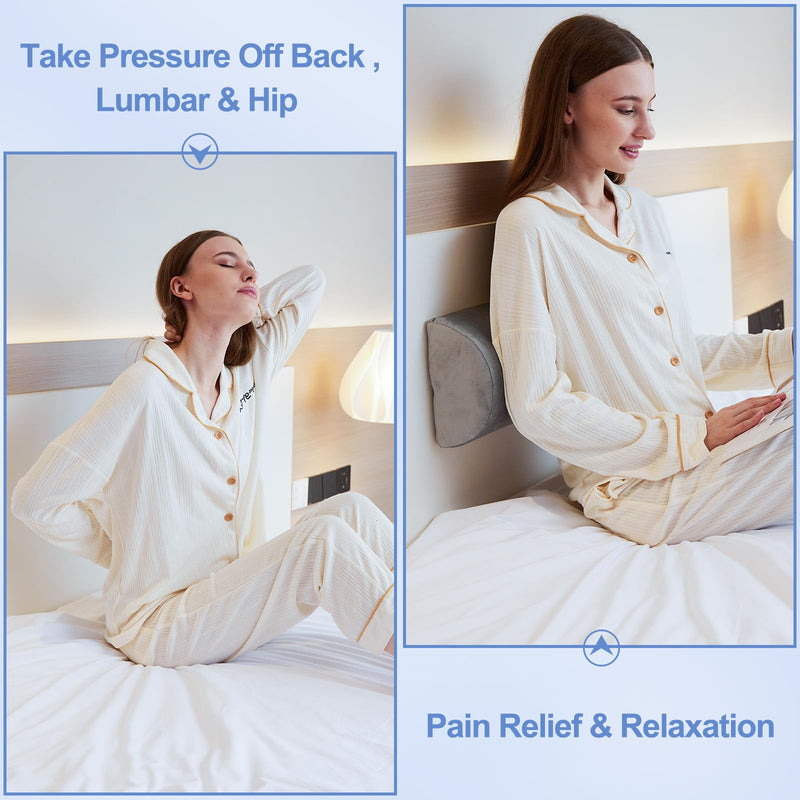 [Australia] - Knee Pillow for Back Sleeping, Memory Foam Bolster Pillow for Legs, Under Knee Pillow for Sleeping, Leg Pillow for Back & Hip Pain Relief, Half Moon Boslter,Grey 