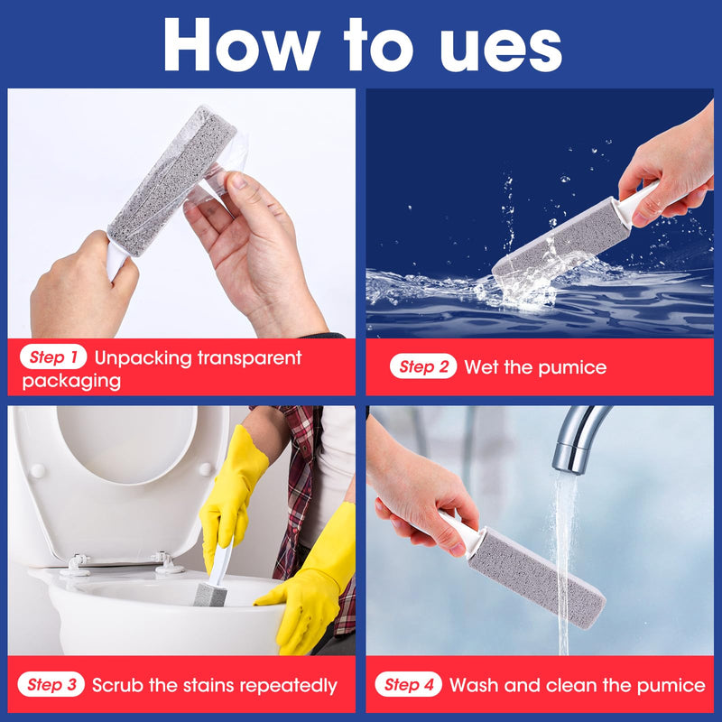[Australia] - AZEN 5 Pack Pumice Stone for Cleaning, Pumie Scouring Stick with Handle, Pumice Stone Toilet Bowl Cleaner, Pumice Stone Hard Water Stain Remover for Toilet, Bathroom, Kitchen Sink, Grill 
