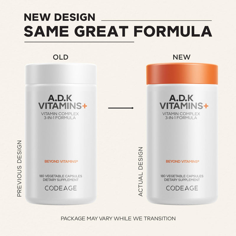 Codeage ADK Vitamins, D3 5000 IU, K1 & K2 MK4 MK7, 180 Capsules | NSF Certified - Vitamins ADK Supplement with Vitamin A, D3 5000 IU, K1 and K2 (MK-4 and MK-7). Six-month supply. 1