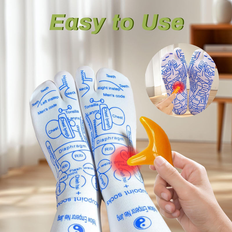 [Australia] - Reflexology Socks With Acupressure and Massage Tools - Large Size - Relieve Fatigue, Promote Blood Circulation, and Relaxation 