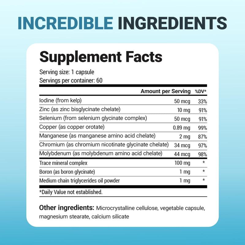 Dr. Berg Trace Minerals Enhanced Complex - Complete with 70+ Minerals Including 10 mg of Zinc - Dietary Supplement - 60 Capsules 60 Count (Pack of 1)