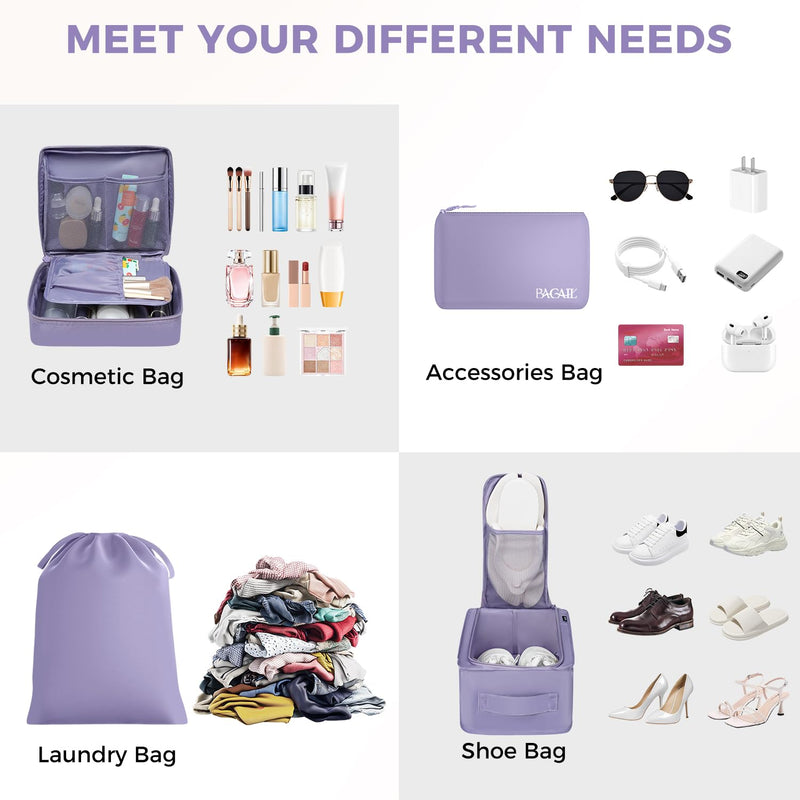 BAGAIL 8 Set Packing Cubes Luggage Packing Organizers for Travel Accessories-Dusty Purple Dusty Purple