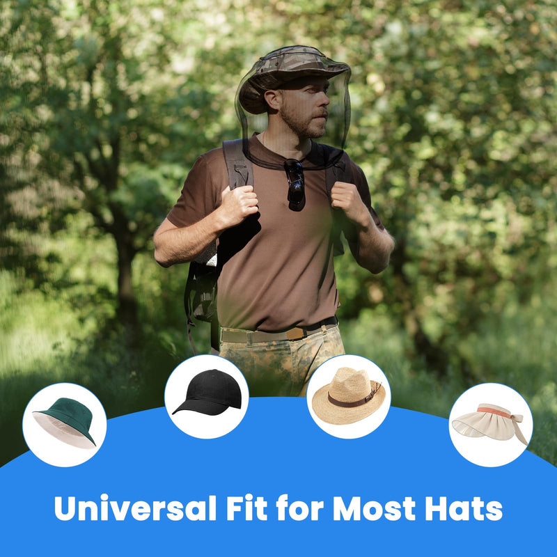 [Australia] - 2 Pack GuoluvSoo Mosquito Head Nets with Drawstring, Premium Bug Net for Head, Universal Fit for Hats, Breathable Mosquito Net Hat, Ideal for Outdoor Adventures: Hiking, Camping, Fishing, Gardening 