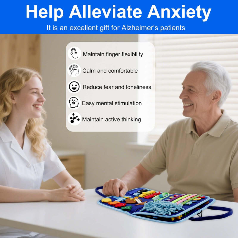 Fidget Blanket for Adults with Dementia, Colourful Sensory Activity Board for Seniors, Alzheimer's Calming & Memory Care Aid