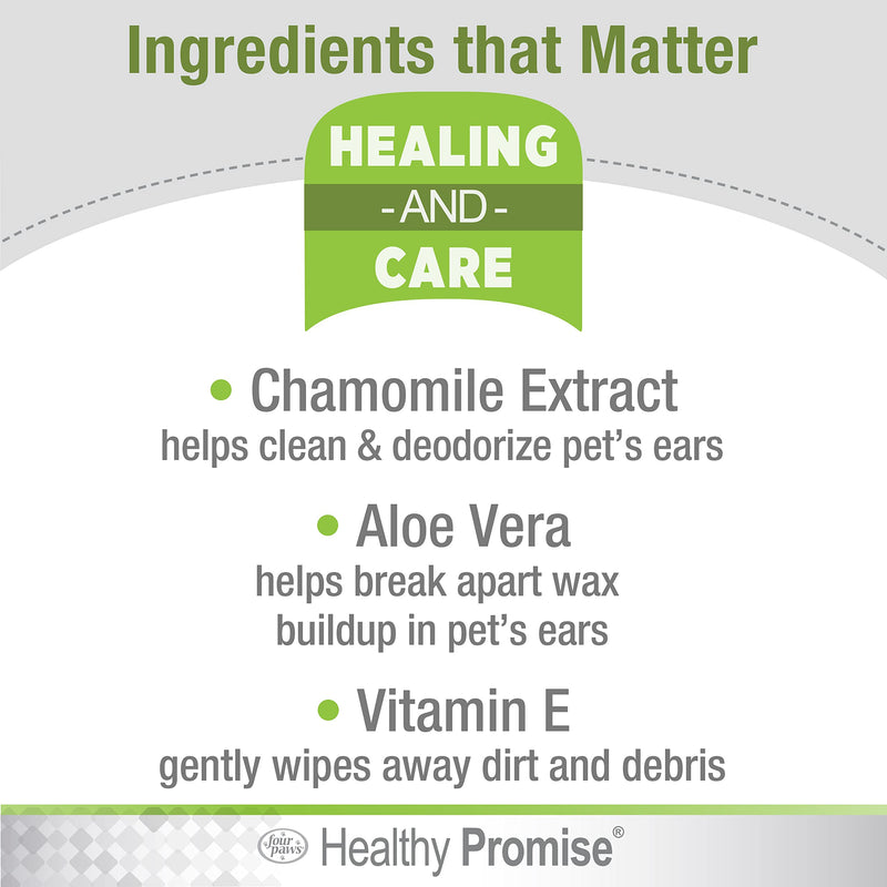 Four Paws Healthy Promise Grooming Soothing Pet Ear Cleaning Wipes, Odor Reducing & Itch Relief, 35 Count - PawsPlanet Australia