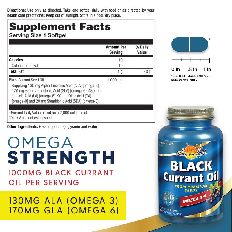 [Australia] - Nature's Life Black Currant Seed Oil 1000 mg | with Omega-3 ALA, Omega-6 GLA and Stearidonic Acid | 60ct 